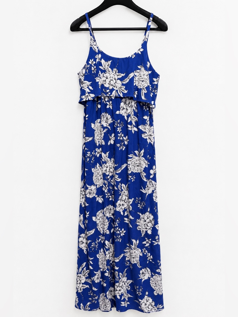 Motherhood Maternity Royal Blue Floral Maxi Dress with White Print